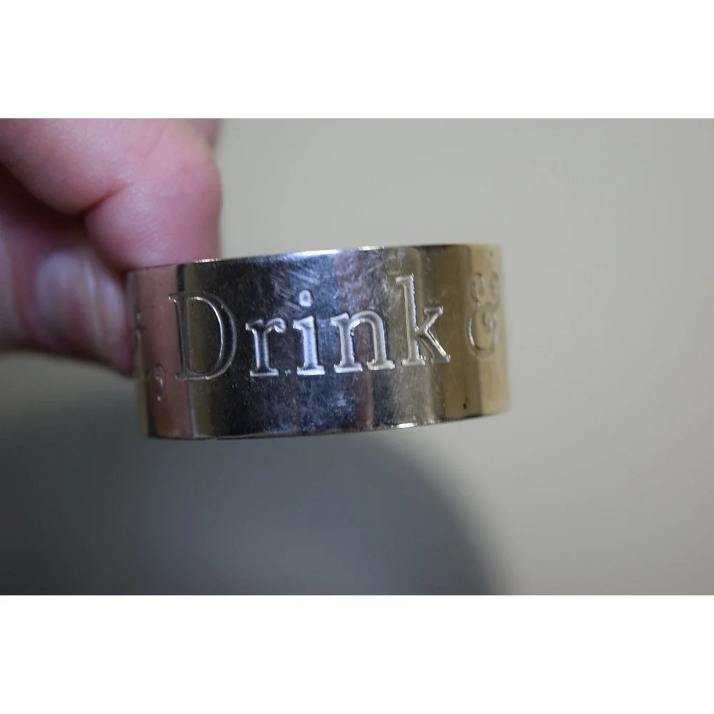 7 Metal Christmas Napkin Rings EAT, DRINK & BE MERRY Holiday Tablewear Festive